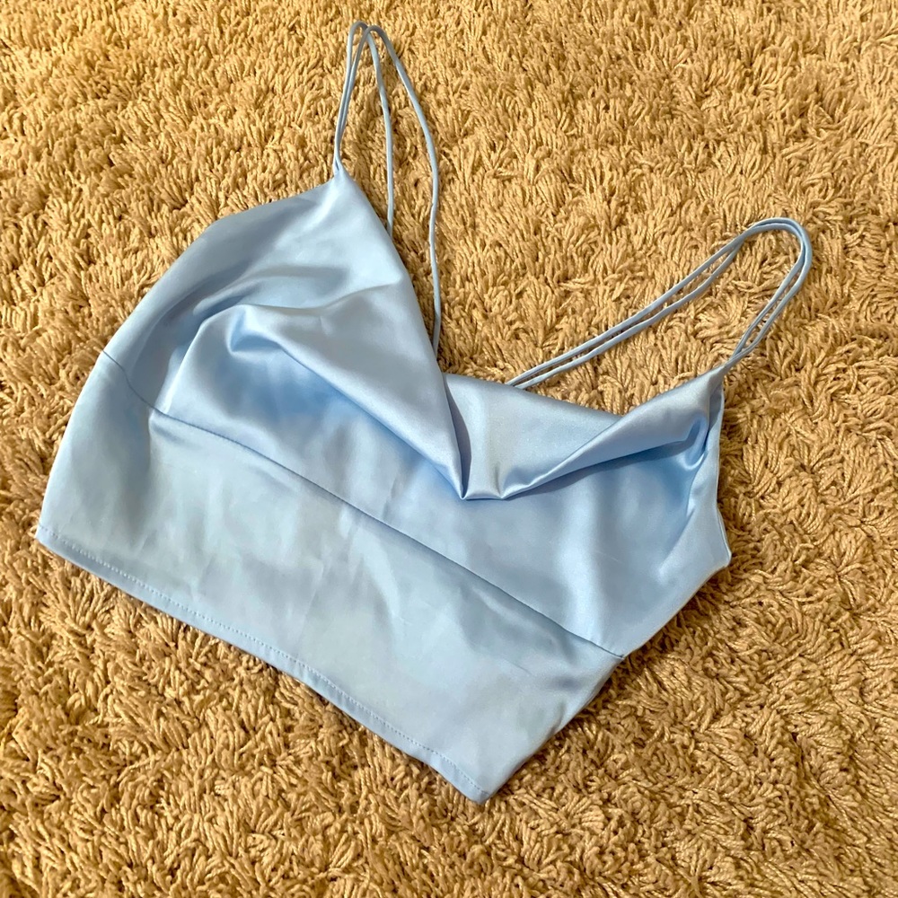 Forever21 Blue Silk Crop Top